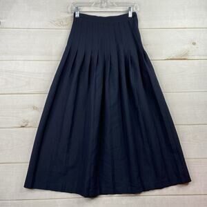 Betty Z Vintage Pleated Skirt Women’s Sz 8E Small Navy Blue Midi School Girl